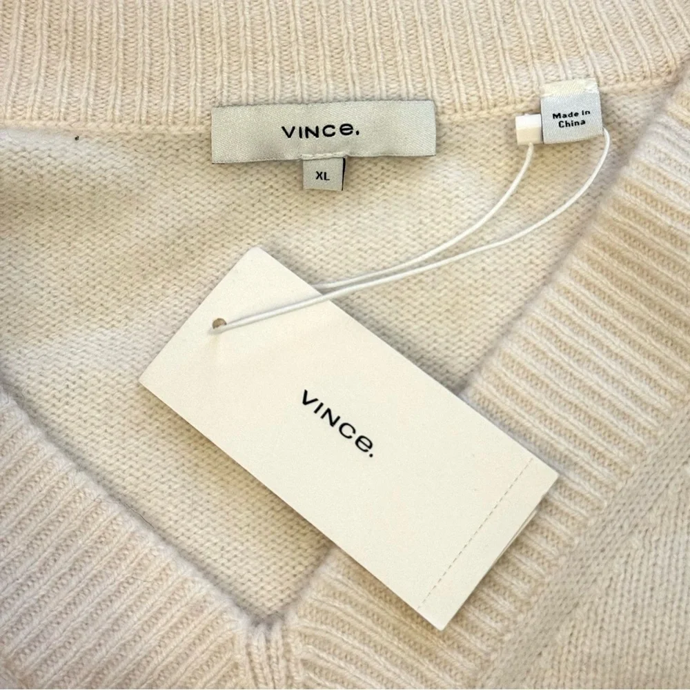 NWT Vince 100% Cashmere V-Neck Tunic Sweater in Cream - Women’s XL - Picture 4 of 6